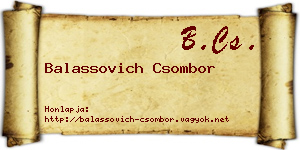 Balassovich Csombor névjegykártya